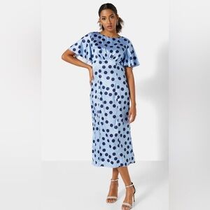 Chi Chi London Navy Polka Dot Dress NWT